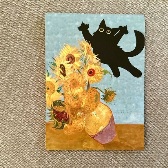 Van Gogh Sunflowers Black Cat Magnet - Picture 2 of 5